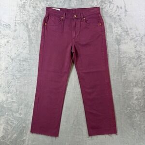 Gap 90s Loose Jeans Women's Size 26/2R Burgundy Red Raw Hem Straight Denim Pants
